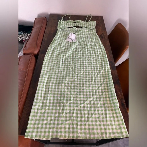 ZARA Gingham Linen Midi Dress - Picture 16 of 16